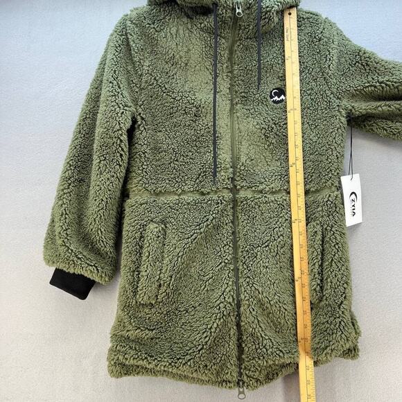 NWT Zyia Active Women's Long Hooded Teddy Jacket Lined Size Small Olive - Picture 3 of 13
